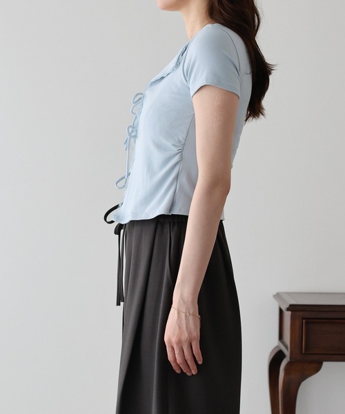 BLUEEAST(ブルーイースト)の「トリムレースリボンカットソー(Tシャツ/カットソー・レディース・ホワイト/ブルー/グレー・MEDIUM)」の17枚目の写真