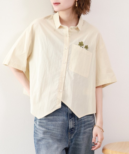 FUNALIVE（ファンアライブ）の「【MAKITO】　花柄刺しゅうルーズシルエット5分袖ブラウス（シャツ/ブラウス・レディース・ベージュ/オフホワイト/クリーム・FREE）」の14枚目の写真