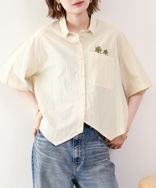FUNALIVE（ファンアライブ）の「【MAKITO】　花柄刺しゅうルーズシルエット5分袖ブラウス（シャツ/ブラウス・レディース・ベージュ/オフホワイト/クリーム・FREE）」の12枚目の写真