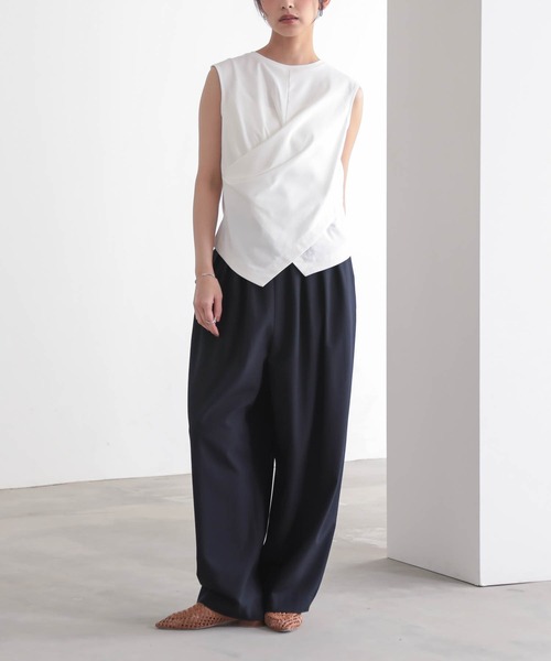 for/c(フォーシー)の「トルココットンクロスデザインノースリーブ【サスティナブル】(Tシャツ/カットソー・レディース・オフホワイト/ブラック・M/L)」の10枚目の写真