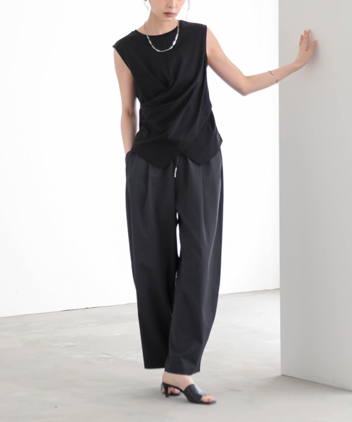 for/c(フォーシー)の「トルココットンクロスデザインノースリーブ【サスティナブル】(Tシャツ/カットソー・レディース・オフホワイト/ブラック・M/L)」の18枚目の写真