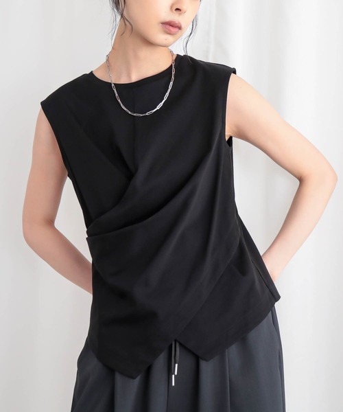 for/c(フォーシー)の「トルココットンクロスデザインノースリーブ【サスティナブル】(Tシャツ/カットソー・レディース・オフホワイト/ブラック・M/L)」の16枚目の写真