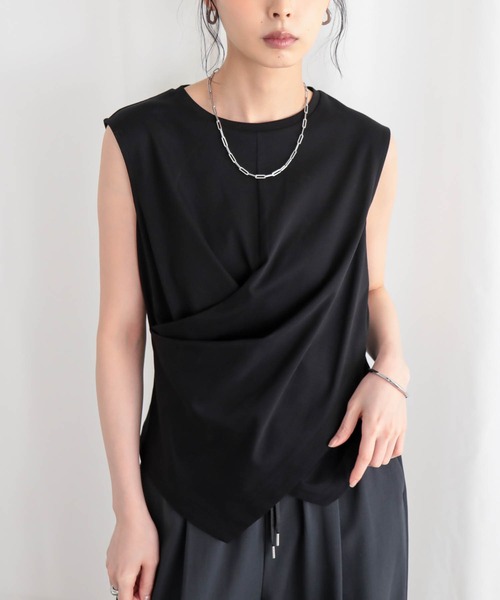 for/c(フォーシー)の「トルココットンクロスデザインノースリーブ【サスティナブル】(Tシャツ/カットソー・レディース・オフホワイト/ブラック・M/L)」の17枚目の写真