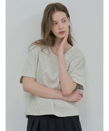 Small Dot Cap Sleeve T-shirt - IVORY