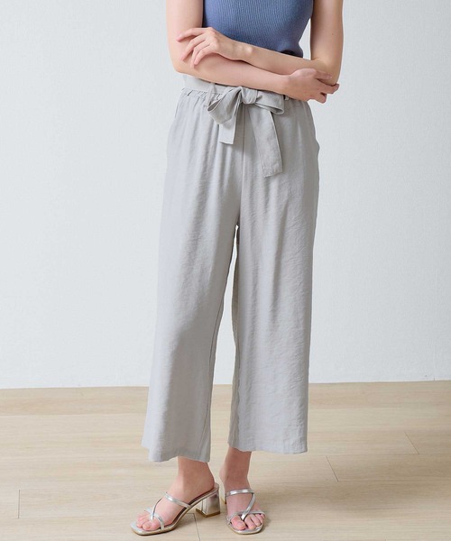 laulea（ラウレア）の「麻調合繊R90/E10 共紐ラッピング クロプトワイドパンツ（その他パンツ・レディース・モカ/ライトグレー/ベージュ/ブラック・M）」の3枚目の写真