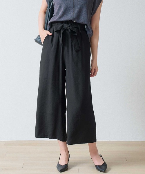 laulea（ラウレア）の「麻調合繊R90/E10 共紐ラッピング クロプトワイドパンツ（その他パンツ・レディース・モカ/ライトグレー/ベージュ/ブラック・M）」の2枚目の写真