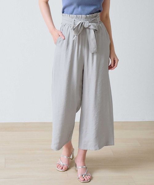 laulea（ラウレア）の「麻調合繊R90/E10 共紐ラッピング クロプトワイドパンツ（その他パンツ・レディース・モカ/ライトグレー/ベージュ/ブラック・M）」の21枚目の写真