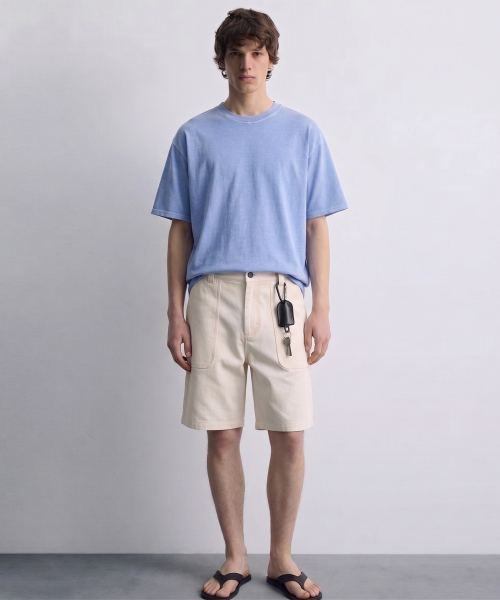 DE GRAND MATIN(ディグランドマーティン)の「Pigment Dyed Relaxed Over-fit T-shirt(Tシャツ/カットソー・メンズ・ダークグリーン/アイボリー/バーガンディー/ダークベージュ/チャコールグレー/パープル/ダークネイビー/スカイブルー・MEDIUM/LARGE/XX-LARGE/X-LARGE)」の16枚目の写真