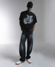 Hand Drawing Ghost Rider Printing T-Shirts (Black)