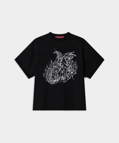 WORLDDILEMA(ワールドジレンマ)の「Hand Drawing Ghost Rider Printing T-Shirts (Black)(Tシャツ/カットソー・レディース・その他・FREE)」の6枚目の写真