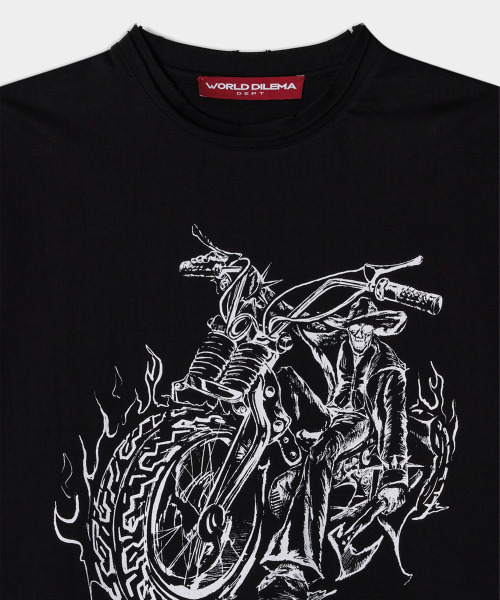 WORLDDILEMA(ワールドジレンマ)の「Hand Drawing Ghost Rider Printing T-Shirts (Black)(Tシャツ/カットソー・レディース・その他・FREE)」の5枚目の写真