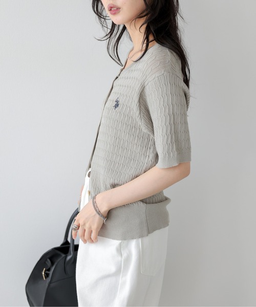 La-gemme(ラジェム)の「U.S. POLO ASSN. 別注サマーニットカーディガン(カーディガン/ボレロ・レディース・ホワイト/ブラック/グレー/ネイビー/ベージュ・フリー)」の10枚目の写真