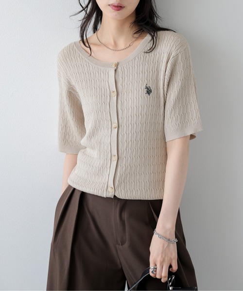 La-gemme(ラジェム)の「U.S. POLO ASSN. 別注サマーニットカーディガン(カーディガン/ボレロ・レディース・ホワイト/ブラック/グレー/ネイビー/ベージュ・フリー)」の14枚目の写真