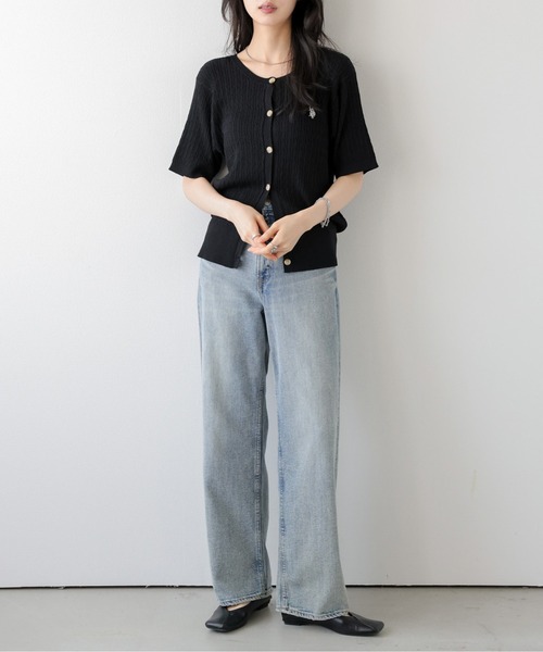 La-gemme(ラジェム)の「U.S. POLO ASSN. 別注サマーニットカーディガン(カーディガン/ボレロ・レディース・ホワイト/ブラック/グレー/ネイビー/ベージュ・フリー)」の19枚目の写真