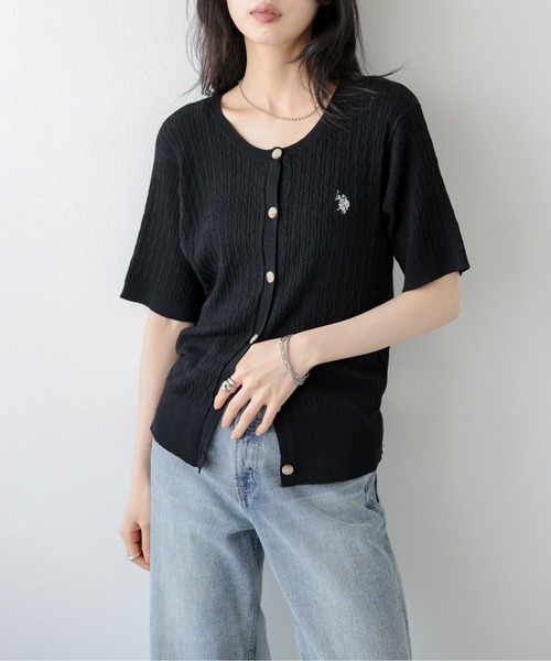 La-gemme(ラジェム)の「U.S. POLO ASSN. 別注サマーニットカーディガン(カーディガン/ボレロ・レディース・ホワイト/ブラック/グレー/ネイビー/ベージュ・フリー)」の21枚目の写真