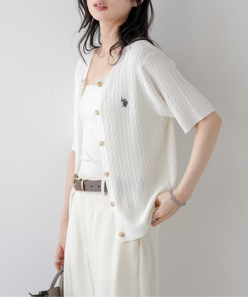 La-gemme(ラジェム)の「U.S. POLO ASSN. 別注サマーニットカーディガン(カーディガン/ボレロ・レディース・ホワイト/ブラック/グレー/ネイビー/ベージュ・フリー)」の18枚目の写真
