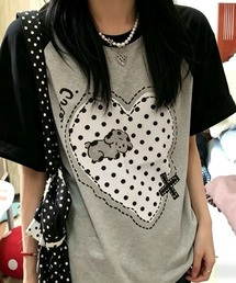 ポルカドットハート パピー ラディアントショルダーTシャツ