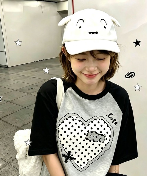 AsheKsha（アシクシャ）の「ポルカドットハート パピー ラディアントショルダーTシャツ（Tシャツ/カットソー・レディース・グレー・M）」の5枚目の写真