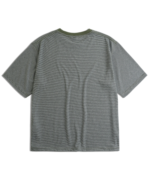 MUDSALT（マッドソルト）の「クロップアーカイブストライプ半袖Tシャツオリーブ（Tシャツ/カットソー・レディース・その他・1/2/3）」の2枚目の写真
