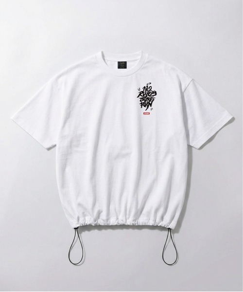 Leyline(レイライン)の「【Leyline】Adjuster graphic tee / 裾ドローコード ビッグシルエットTシャツ(Tシャツ/カットソー・メンズ・ホワイト・MEDIUM)」の8枚目の写真