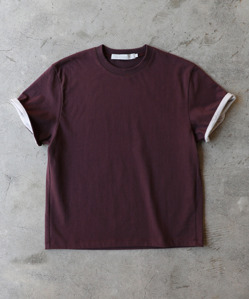 SLOWACID（スローアシッド）の「SA REFINED FLIP-CUFF SEMI-CROP TEE [DARK PLUM]（Tシャツ/カットソー・レディース・その他・SMALL/MEDIUM/LARGE/X-LARGE）」の5枚目の写真