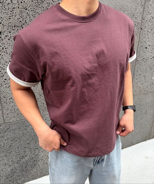 SLOWACID（スローアシッド）の「SA REFINED FLIP-CUFF SEMI-CROP TEE [DARK PLUM]（Tシャツ/カットソー・レディース・その他・SMALL/MEDIUM/LARGE/X-LARGE）」の15枚目の写真