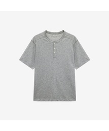 3ボタンヘンリーネックオーバーサイズ半袖Tシャツ - 2カラー