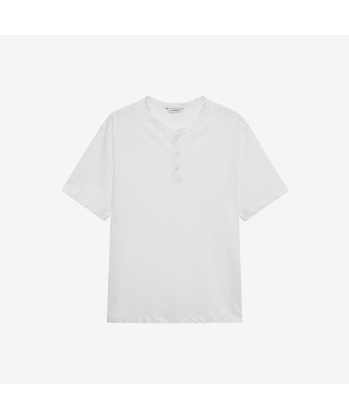 MINDBRIDGE（マインドブリッジ）の「3ボタンヘンリーネックオーバーサイズ半袖Tシャツ - 2カラー（Tシャツ/カットソー・メンズ・グレー/オフホワイト・100/95/105）」の2枚目の写真