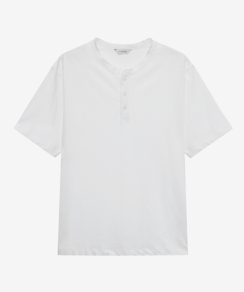 MINDBRIDGE（マインドブリッジ）の「3ボタンヘンリーネックオーバーサイズ半袖Tシャツ - 2カラー（Tシャツ/カットソー・メンズ・グレー/オフホワイト・100/95/105）」の12枚目の写真