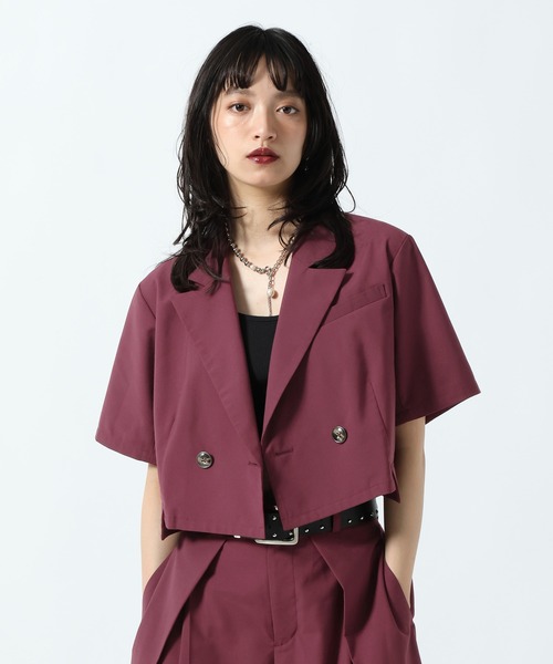 PAGEBOY(ページボーイ)の「フラップデザインショートジャケット(テーラードジャケット・レディース・ボルドー/チャコールグレー/ブラック・FREE)」の10枚目の写真