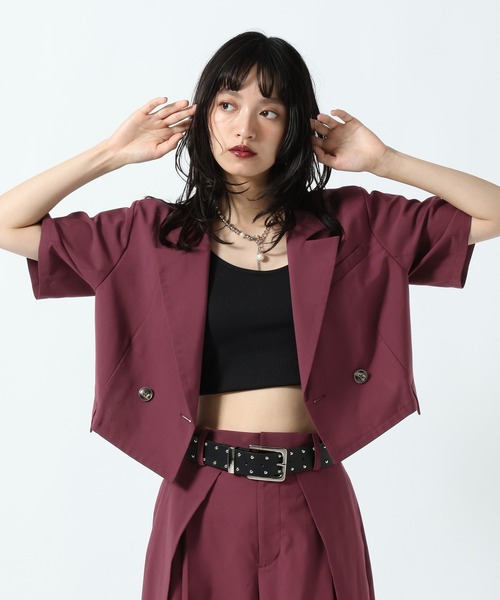 PAGEBOY(ページボーイ)の「フラップデザインショートジャケット(テーラードジャケット・レディース・ボルドー/チャコールグレー/ブラック・FREE)」の12枚目の写真