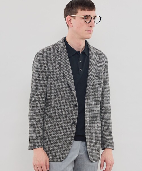MACKINTOSH LONDON(マッキントッシュ ロンドン)の「【FLEX JERSEY】【LANIFICIO ROMA/ラニフィーチョ ローマ】ハウンドトゥースジャケット(テーラードジャケット・メンズ・チャコールグレー・40)」の1枚目の写真