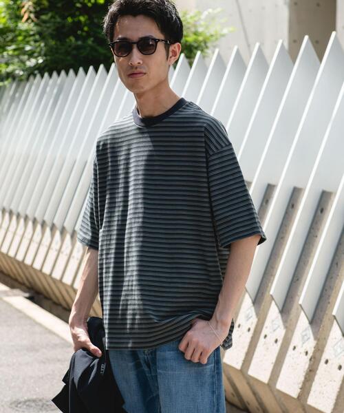 URBAN RESEARCH DOORS（アーバンリサーチドアーズ）の「OUTDOOREXCHANGE ボーダーTシャツ（Tシャツ/カットソー・メンズ・グレー系その他/ベージュ系その他・MEDIUM/LARGE）」の4枚目の写真