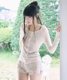 MIRECO（ミレコ）の「SOFT WOOL SCOOP NECK CD PEACH（カーディガン/ボレロ）」