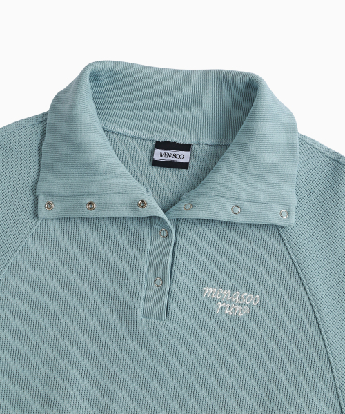 MENASOO（ミナス）の「Snap Waffle Sweatshirt_Skyblue（スウェット・レディース・スカイブルー・F）」の12枚目の写真