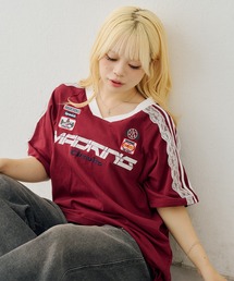 Another Branch olive des olive | 袖レースゲームＴシャツ(Tシャツ/カットソー)