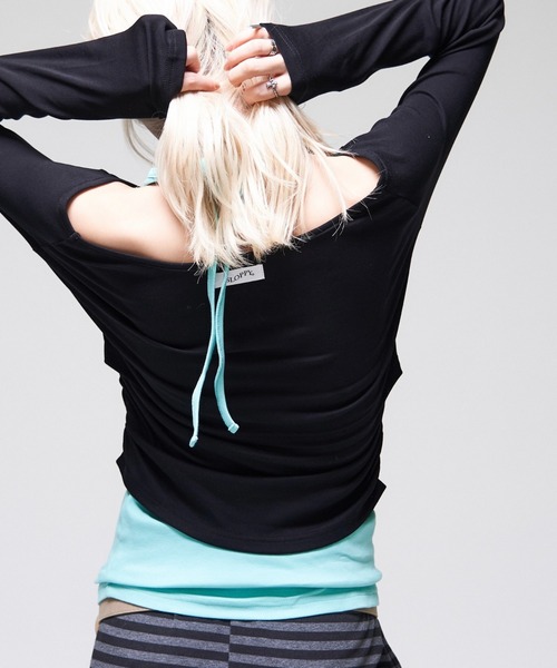 sloppy(スロッピー)の「【WEB限定】【SLOPPY】バックオープンギャザートップス(Tシャツ/カットソー・レディース・スカイブルー/パープル/オフホワイト/ブラック/ブラウン・FREE)」の16枚目の写真
