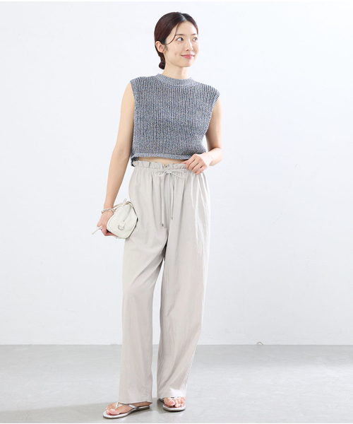 IENA（イエナ）の「《接触冷感/UVカット》マットツイルイージーパンツ（その他パンツ・レディース・ブラック/ピンク/ベージュ・38/36）」の6枚目の写真