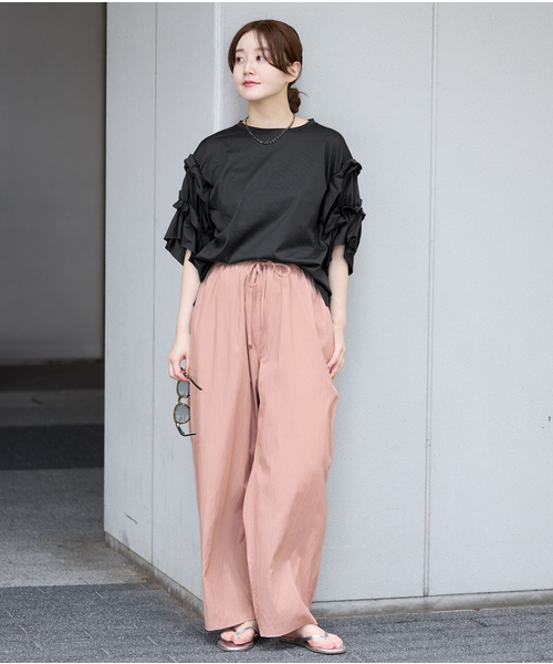 IENA（イエナ）の「《接触冷感/UVカット》マットツイルイージーパンツ（その他パンツ・レディース・ブラック/ピンク/ベージュ・38/36）」の14枚目の写真