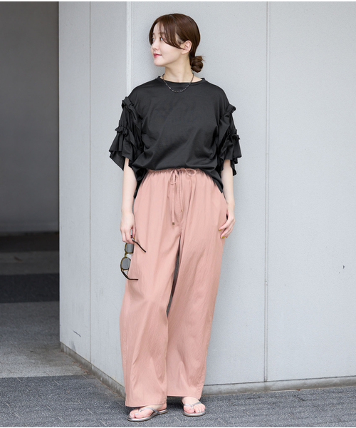 IENA（イエナ）の「《接触冷感/UVカット》マットツイルイージーパンツ（その他パンツ・レディース・ブラック/ピンク/ベージュ・38/36）」の15枚目の写真