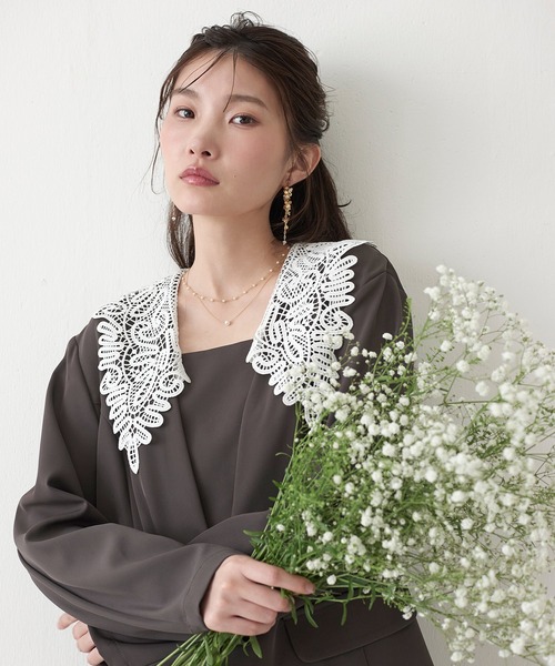 Kana(カナ)の「レースビッグカラーパンツドレス2点セット パーティー 結婚式 お呼ばれ オケージョン(パンツドレス・レディース・ブルー/ブラウン/ブラック・M)」の17枚目の写真