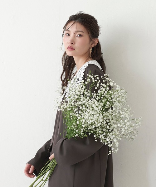 Kana(カナ)の「レースビッグカラーパンツドレス2点セット パーティー 結婚式 お呼ばれ オケージョン(パンツドレス・レディース・ブルー/ブラウン/ブラック・M)」の21枚目の写真
