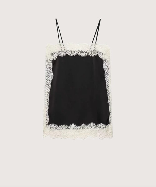 LA POMME petit(ラポミ・プチ)の「Satin Lace Trim Cami/サテンレーストリムキャミ(キャミソール・レディース・ブラウン/パープル/アイボリー/シャンパン/ブラック×ホワイト/ブラック・FREE)」の4枚目の写真