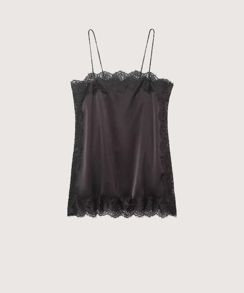 LA POMME petit(ラポミ・プチ)の「Satin Lace Trim Cami/サテンレーストリムキャミ(キャミソール・レディース・ブラウン/パープル/アイボリー/シャンパン/ブラック×ホワイト/ブラック・FREE)」の5枚目の写真
