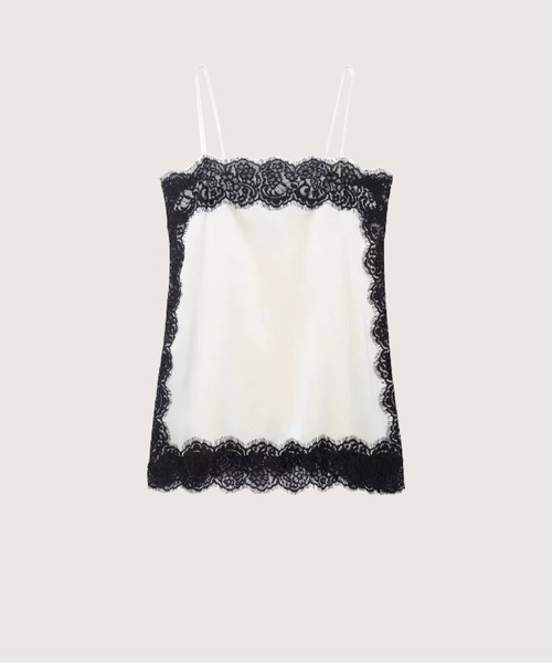 LA POMME petit(ラポミ・プチ)の「Satin Lace Trim Cami/サテンレーストリムキャミ(キャミソール・レディース・ブラウン/パープル/アイボリー/シャンパン/ブラック×ホワイト/ブラック・FREE)」の2枚目の写真