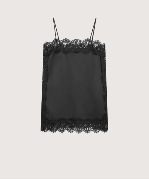 LA POMME petit(ラポミ・プチ)の「Satin Lace Trim Cami/サテンレーストリムキャミ(キャミソール・レディース・ブラウン/パープル/アイボリー/シャンパン/ブラック×ホワイト/ブラック・FREE)」の3枚目の写真