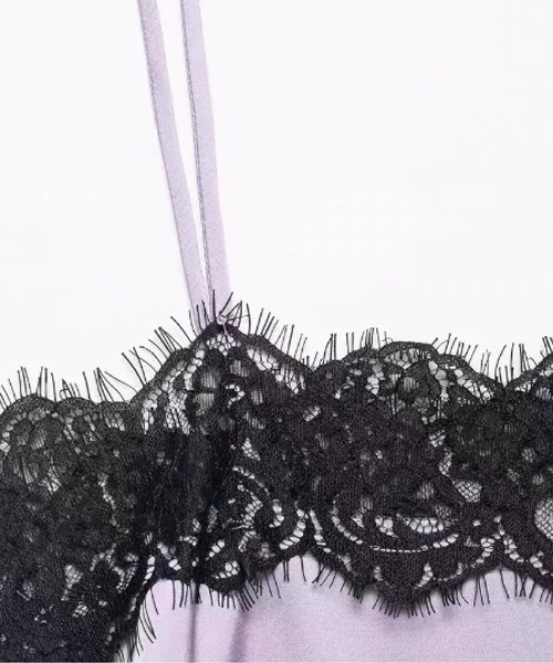 LA POMME petit(ラポミ・プチ)の「Satin Lace Trim Cami/サテンレーストリムキャミ(キャミソール・レディース・ブラウン/パープル/アイボリー/シャンパン/ブラック×ホワイト/ブラック・FREE)」の8枚目の写真