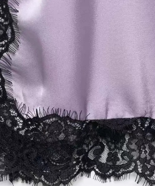 LA POMME petit(ラポミ・プチ)の「Satin Lace Trim Cami/サテンレーストリムキャミ(キャミソール・レディース・ブラウン/パープル/アイボリー/シャンパン/ブラック×ホワイト/ブラック・FREE)」の9枚目の写真