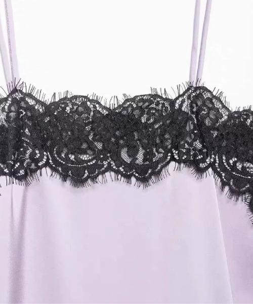 LA POMME petit(ラポミ・プチ)の「Satin Lace Trim Cami/サテンレーストリムキャミ(キャミソール・レディース・ブラウン/パープル/アイボリー/シャンパン/ブラック×ホワイト/ブラック・FREE)」の10枚目の写真