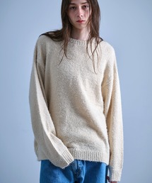 Revo. シャギーニット クルーネック ルーズシルエット 無地 / モヘアライク プルオーバー